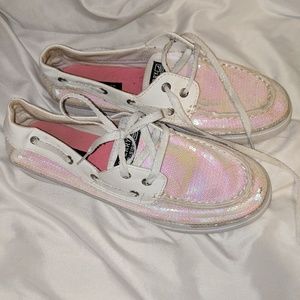 Pink & White Sperry's